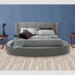 Cama Doble Redonda Con Arcón En Ecopiel O Tela - Romántica -Tienda De Decoración letto rotondo matrimoniale con box contenitore in ecopelle o tessuto romantico 9