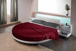 Cama Doble Redonda Con Revestimiento De Ecopiel, Diseño Made In Italy - Vesio -Tienda De Decoración letto rotondo matrimoniale rivestito in ecopelle di design made in italy vesio 5