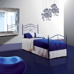 Cama Individual En Hierro Forjado Casiopea, Calidad Hecha En Italia