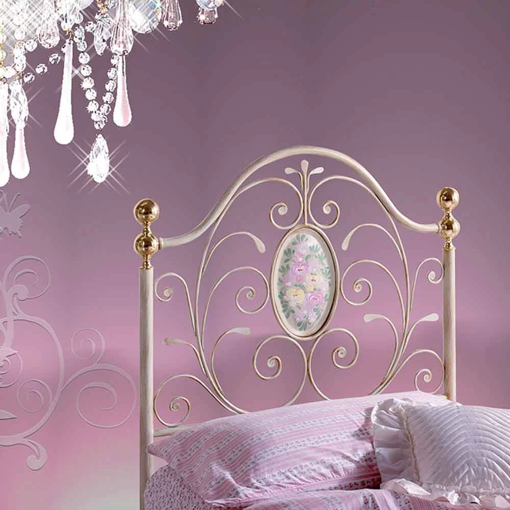 Cama Individual En Hierro Forjado Turquesa, Diseño Italiano 4 Cama Individual En Hierro Forjado Turquesa, Diseño Italiano - Imagen 2