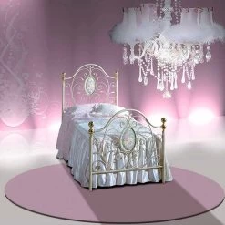 Cama Individual En Hierro Forjado Turquesa, Diseño Italiano