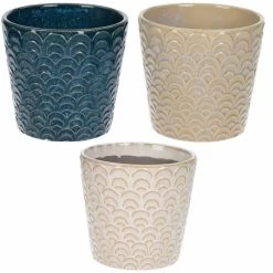 MACETERO VARUNA PORCELANA 17X15CM -Tienda De Decoración macetero varuna escamas 3col 1