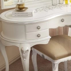 Peine De Maquillaje Clásico De Madera Con Espejo Made In Italy - Cambrige -Tienda De Decoración pettiniera trucco classica in legno con specchio made in italy cambrige 2