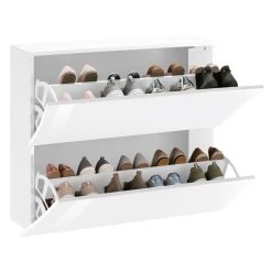 Zapatero Blanco Brillante 2 Puertas En Madera Sostenible Diseño Arcato - Sabine -Tienda De Decoración scarpiera bianca lucida 2 ante in legno sostenibile design arcato sabine 2