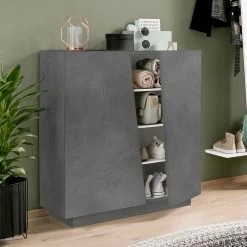 Mueble Zapatero Para Salón Con 2 Puertas En Melamina Made In Italy - Popilio -Tienda De Decoración scarpiera da soggiorno con 2 ante in melaminico made in italy popilio 5