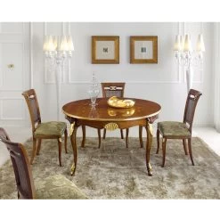 Silla Clásica De Madera De Nogal Con Asiento Acolchado Made In Italy - Barroco -Tienda De Decoración sedia classica in legno noce con seduta imbottita made in italy baroque 3