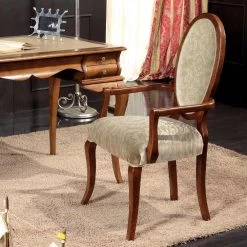 Silla Clásica Madera Y Tela Con O Sin Reposabrazos Made In Italy - Ellie -Tienda De Decoración sedia classica legno e tessuto con o senza braccioli made in italy ellie 1