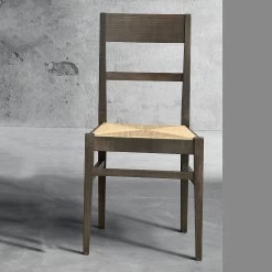 Silla De Cocina En Madera De Haya Y Asiento En Paja Diseño Italiano - Davina