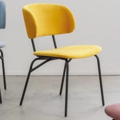 Silla De Comedor De Metal Y Terciopelo Antimanchas, 2 Piezas - Valnerina -Tienda De Decoración sedia da pranzo in metallo e velluto antimacchia 2 pezzi valnerina 7