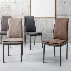 Silla De Salón De Diseño Vintage En Acero Y Cuero Ecológico 4 Piezas - Arnika 14 Silla De Salón De Diseño Vintage En Acero Y Cuero Ecológico 4 Piezas - Arnika -Tienda De Decoración sedia da soggiorno design vintage in acciaio ed ecopelle 4 pezzi arnika 5