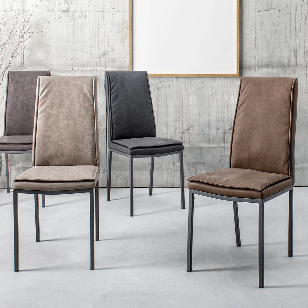 Silla De Salón De Diseño Vintage En Acero Y Cuero Ecológico 4 Piezas - Arnika 8 Silla De Salón De Diseño Vintage En Acero Y Cuero Ecológico 4 Piezas - Arnika - Imagen 6