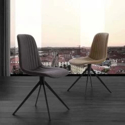 Silla Tapizada De Diseño Moderno En Eco-nubuck Y Metal, Taranto -Tienda De Decoración sedia imbottita in eco nabuk e metallo design moderno taranto 2