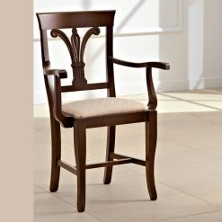 Respaldo De Silla De Madera Decorado Con Reposabrazos Asiento En Tela - Eliane