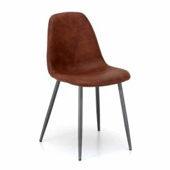 Silla Moderna En Imitación Cuero Marrón Vintage, 4 Piezas Elice -Tienda De Decoración sedia living moderna in similpelle marrone vintage elice 4 pezzi 3