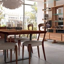 Silla Moderna En Nogal Canaletto Macizo Y Asiento Tapizado, Gemma -Tienda De Decoración sedia moderna in noce massello canaletto e seduta imbottita gemma 11