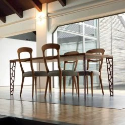 Silla Moderna En Nogal Canaletto Macizo Y Asiento Tapizado, Gemma -Tienda De Decoración sedia moderna in noce massello canaletto e seduta imbottita gemma 12