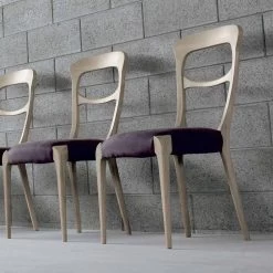 Silla Moderna En Nogal Canaletto Macizo Y Asiento Tapizado, Gemma -Tienda De Decoración sedia moderna in noce massello canaletto e seduta imbottita gemma 13