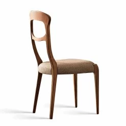 Silla Moderna En Nogal Canaletto Macizo Y Asiento Tapizado, Gemma