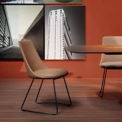 Silla Moderna De Cuero Con Patín Made In Italy - Itala Si -Tienda De Decoración sedia moderna in pelle con base a slitta made in italy itala si 12