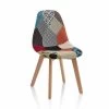 Silla Moderna De Tela Patchwork Con Patas De Madera, 4 Piezas - Selena -Tienda De Decoración sedia moderna in tessuto patchwork con gambe in legno 4 pezzi selena
