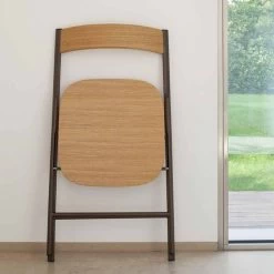 Silla Plegable De Metal Y Asiento Y Respaldo En Madera De Roble 2 Piezas - Roberta