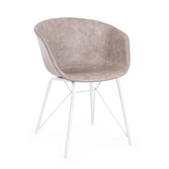 Silla Sillón En Acero Blanco O Negro Y Cuero Ecológico Vintage - Gongo -Tienda De Decoración sedia poltroncina in acciaio bianco o nero ed ecopelle vintage gongo 6