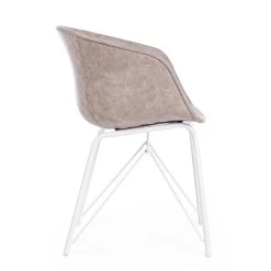 Silla Sillón En Acero Blanco O Negro Y Cuero Ecológico Vintage - Gongo -Tienda De Decoración sedia poltroncina in acciaio bianco o nero ed ecopelle vintage gongo 7