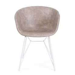 Silla Sillón En Acero Blanco O Negro Y Cuero Ecológico Vintage - Gongo -Tienda De Decoración sedia poltroncina in acciaio bianco o nero ed ecopelle vintage gongo 9