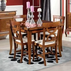 Silla De Comedor En Madera Y Tela Estilo Clásico Made In Italy - Helisa -Tienda De Decoración sedia sala da pranzo in legno e tessuto stile classico made in italy helisa 3