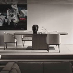 Silla De Comedor En Tela Y Cuero Con Base De Madera Made In Italy - Maliva -Tienda De Decoración sedia sala da pranzo in tessuto e pelle con base in legno made in italy maliva 5