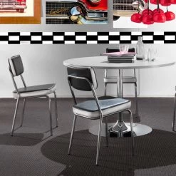 Silla Vintage Unica, Tapizado En Polipiel Y Estructura Cromada