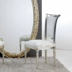 Clásica Silla De Madera Con Patas De Hoja De Plata Miel -Tienda De Decoración sedia stile classico in legno con gambe foglia argento miel 4