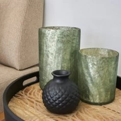 SET 2 PORTAVELAS ELEA VIDRIO -Tienda De Decoración set 2 portavelas elea verde 2mod 4