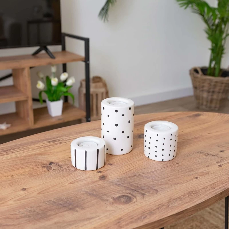 SET 3 PORTAVELAS BALIRA CERÁMICA 4 SET 3 PORTAVELAS BALIRA CERÁMICA - Imagen 2