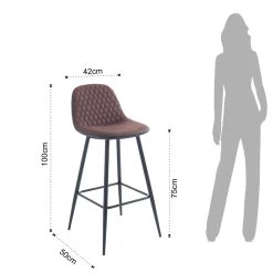 Taburete Alto De Cocina En Microfibra Y Metal Negro Mate 2 Piezas - Jake -Tienda De Decoración sgabello alto da cucina in microfibra e metallo nero opaco 2 pezzi jake 5