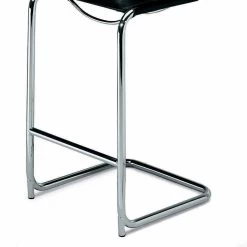 Taburete Alto De Cuero Con Estructura De Acero Cromado Made In Italy - Perseo -Tienda De Decoración sgabello alto in cuoio con struttura in acciaio cromato made in italy perseo 2