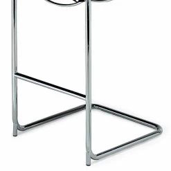 Taburete De Bar De Cuero Con Estructura De Acero Cromado Made In Italy - Nilonte -Tienda De Decoración sgabello bar in cuoio con struttura in acciaio cromato made in italy nilonte 4