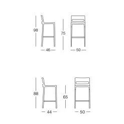 Taburete De Bar En Tecnopolímero Y Aluminio Made In Italy 4 Piezas - Tesauro -Tienda De Decoración sgabello bar in tecnopolimero e alluminio made in italy 4 pezzi tesauro 13