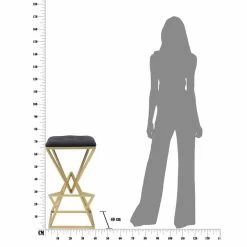 Taburete De Bar Alto Cuadrado De Diseño En Hierro Y Tela - Sillie -Tienda De Decoración sgabello da bar alto quadrato di design in ferro e tessuto sillie 7