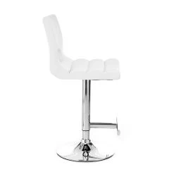 Taburete De Bar En Cuero Sintético Blanco Y Metal Cromado - Sorbillo -Tienda De Decoración sgabello da bar in pelle sintetica bianca e metallo cromato sorbillo 2