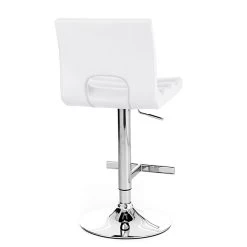 Taburete De Bar En Cuero Sintético Blanco Y Metal Cromado - Sorbillo -Tienda De Decoración sgabello da bar in pelle sintetica bianca e metallo cromato sorbillo 3
