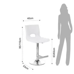Taburete De Bar En Cuero Sintético Blanco Y Metal Cromado - Sorbillo -Tienda De Decoración sgabello da bar in pelle sintetica bianca e metallo cromato sorbillo 7
