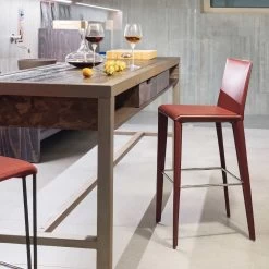 Taburete De Cocina Forrado En Cuero Made In Italy - Bonaldo Filly Too -Tienda De Decoración sgabello da cucina rivestito in cuoio made in italy bonaldo filly too 7