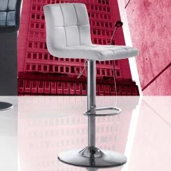 Taburete Elevable De Diseño Moderno, Asiento De Cuero Ecológico - Delfina -Tienda De Decoración sgabello design moderno alzabile sedile in ecopelle delfina