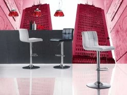 Taburete Elevable De Diseño Moderno, Asiento De Cuero Ecológico - Delfina