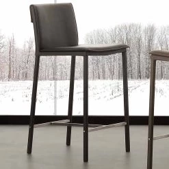 Taburete En Ecopiel Con Base En Metal Y Acero Satinado Prato -Tienda De Decoración sgabello in metallo e acciaio e ecopelle moderno fatto in italia prato 3