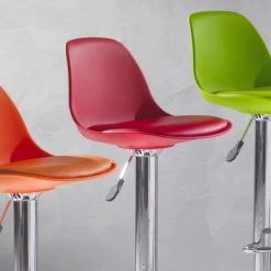 Taburete De Diseño Moderno En Polipropileno Y Elevable - Rosa -Tienda De Decoración sgabello in polipropilene design moderno e alzabile rosa 4