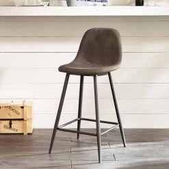 Gino Diseño Moderno De Cuero Y Taburete De Metal -Tienda De Decoración sgabello in similpelle e metallo design moderno gino 5