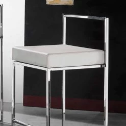 Taburete Fijo Moderno En Ecopiel, Con Reposapiés - Alina -Tienda De Decoración sgabello moderno in ecopelle fisso e con poggia piedi alina