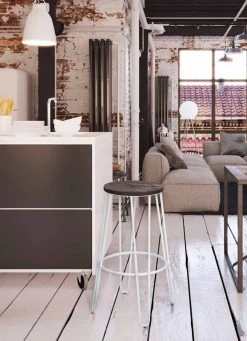 Taburete De Estilo Industrial De Diseño Moderno En Madera Y Hierro, 2 Piezas - Belia -Tienda De Decoración sgabello stile industrial di design moderno in legno e ferro 2 pezzi belia 4